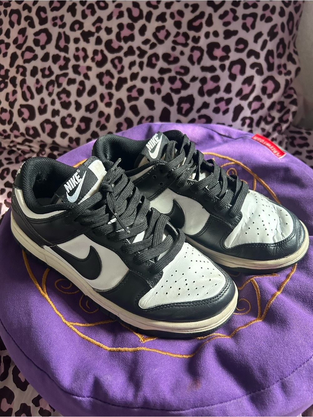 Nike Men’s Black and White Low-Top Sneakers with Swoosh
